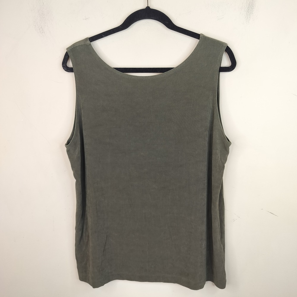 Chico's Travelers Tank Top 3 / XL Stretch Travel Knit Olive Green
